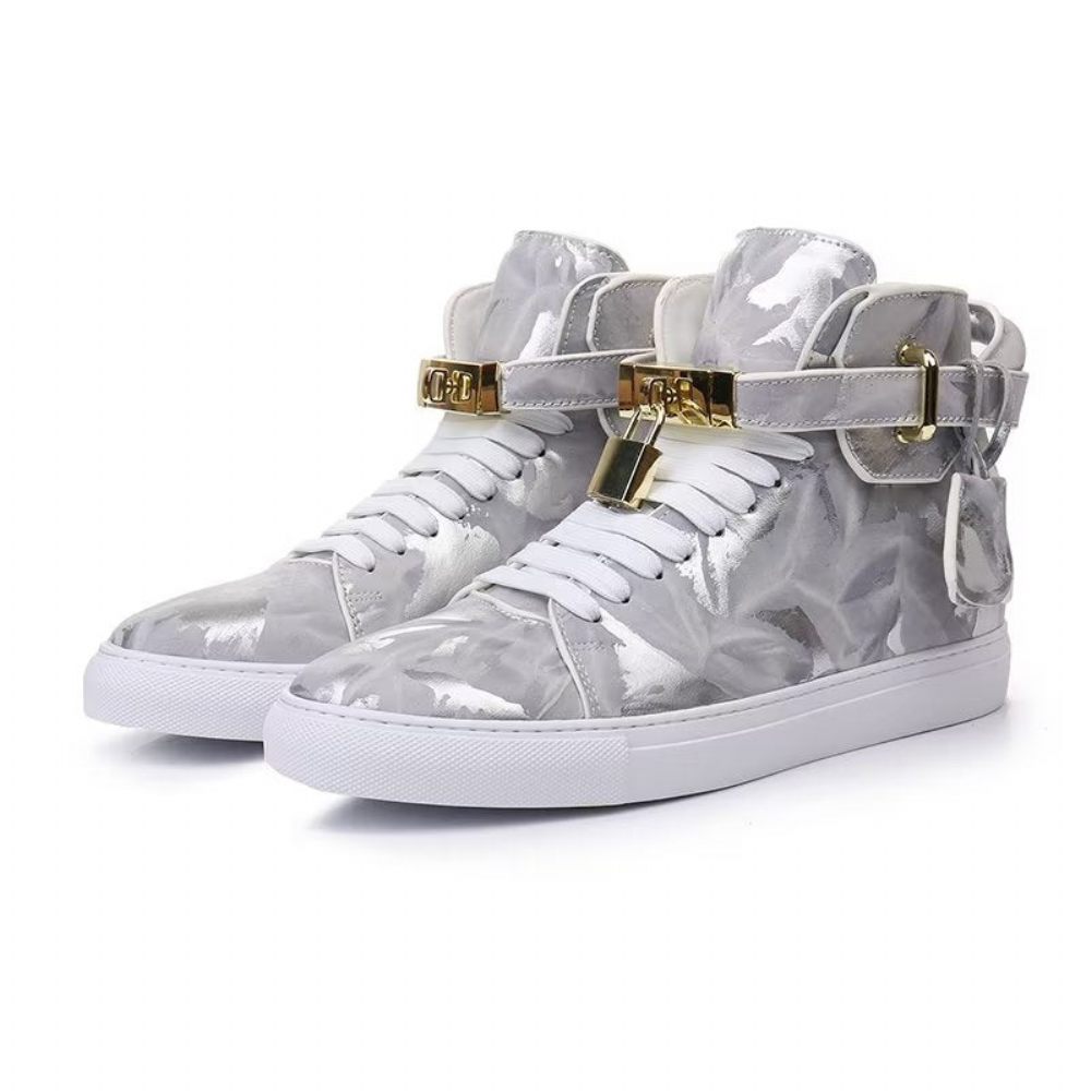 Baskets Homme Graffiti Elite Cuir Vache High Top Kicks - Gris