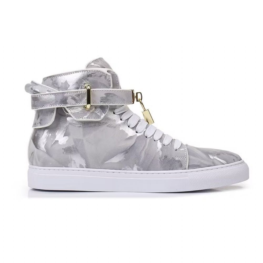 Baskets Homme Graffiti Elite Cuir Vache High Top Kicks - Gris