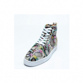 Baskets Homme Peau Serpent Chic Multicolore Montantes Chaussures Imperméables