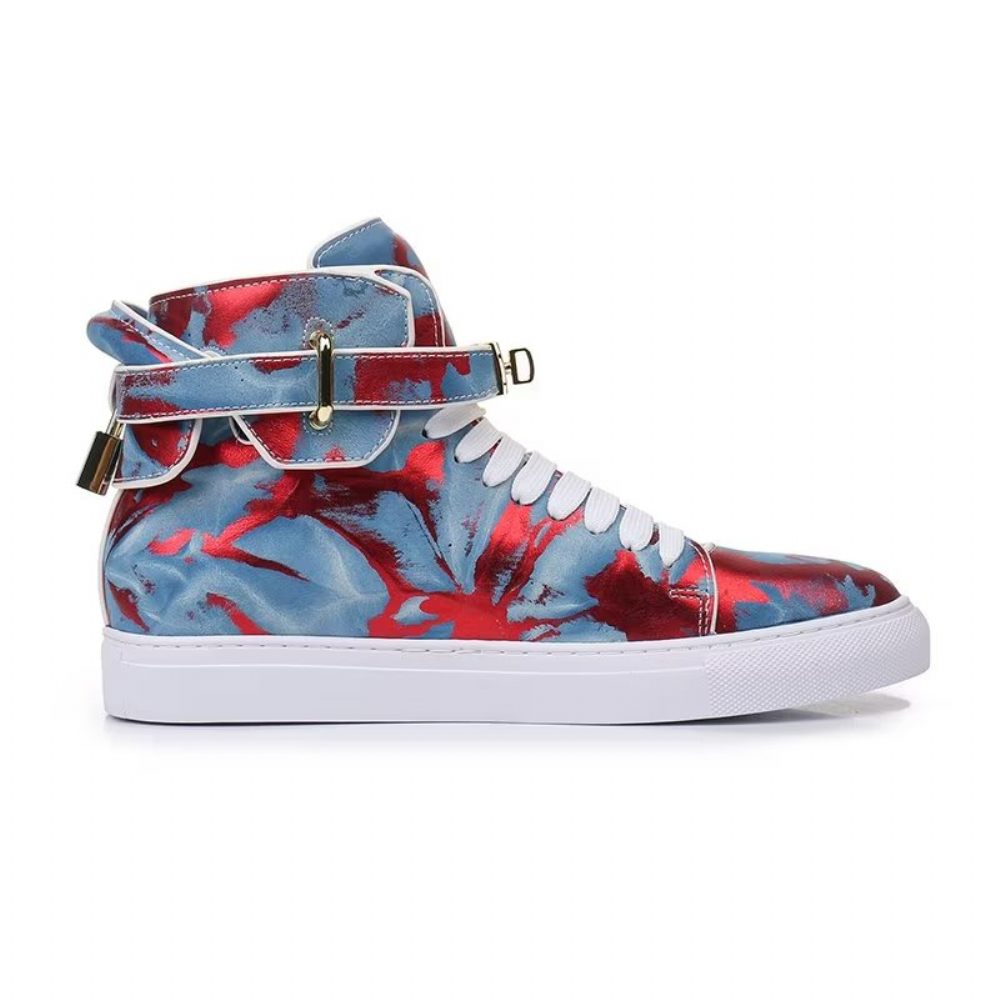 Baskets Homme Streetwise Graffiti Cuir Vache Hautes - Rouge