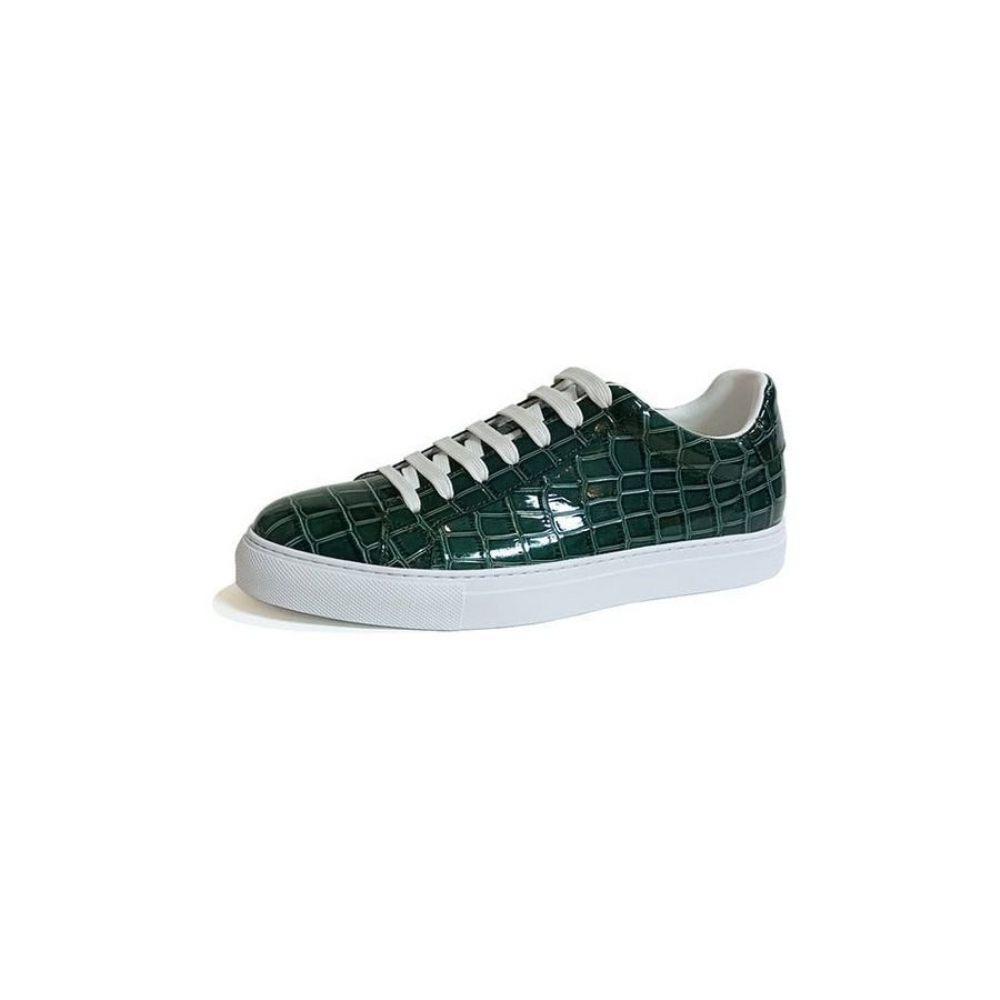 Baskets Pour Hommes À Plateforme Lacets Cuir Lux - Vert