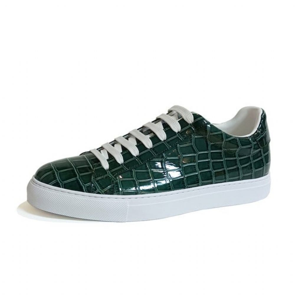 Baskets Pour Hommes À Plateforme Lacets Cuir Lux - Vert