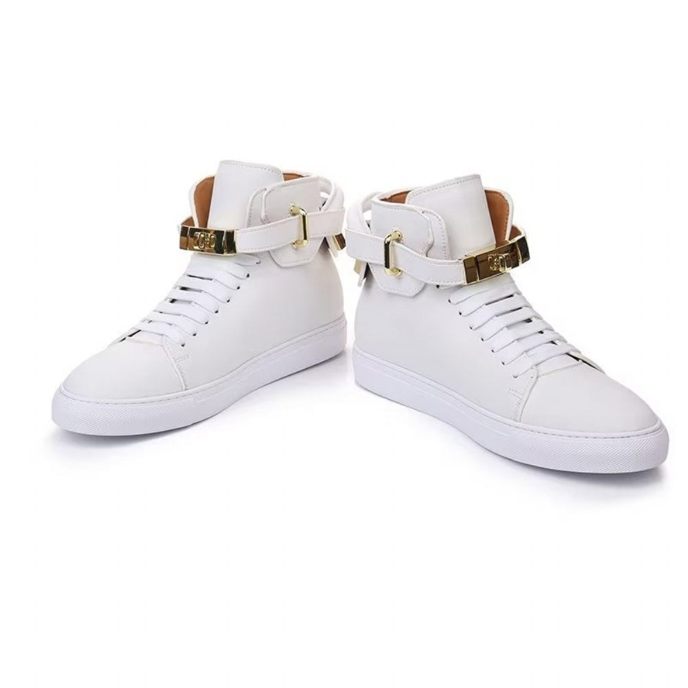 Baskets Montantes Metallic Elegance Pour Hommes - Blanc