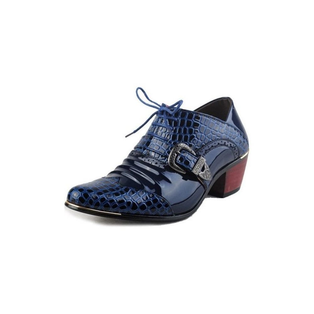 Bottes Homme Bottines Compensées Exotiques Rétro Chic Peau Serpent - Bleu