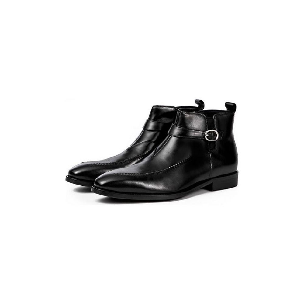 Bottes Pour Hommes Bottines À Bout Rond Cuir Exotique