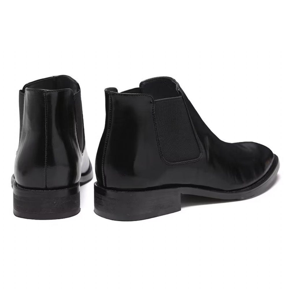 Bottes Pour Hommes Bottines Chelsea À Bout Pointu Relief - Noir