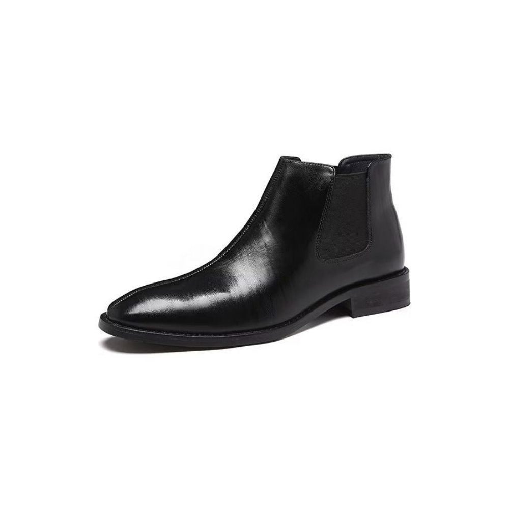 Bottes Pour Hommes Bottines Chelsea À Bout Pointu Relief - Noir