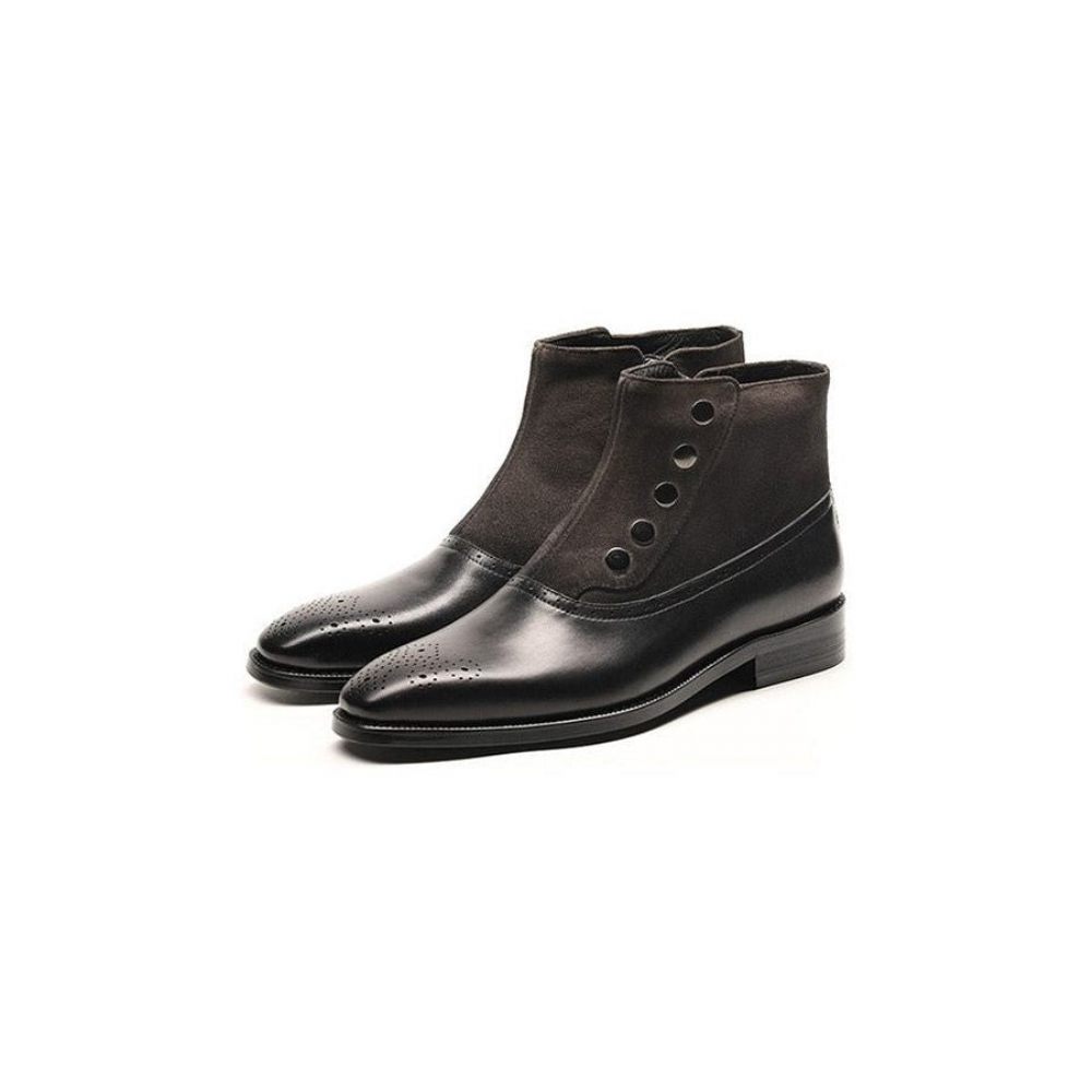 Bottes Pour Hommes Bottines Chelsea Brogue Cuir Vache Véritable