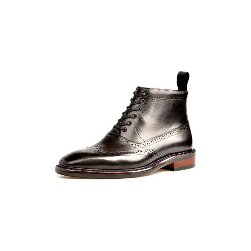 Bottes Pour Hommes Bottines Chelsea Cuir À Lacets Créateur Exotique