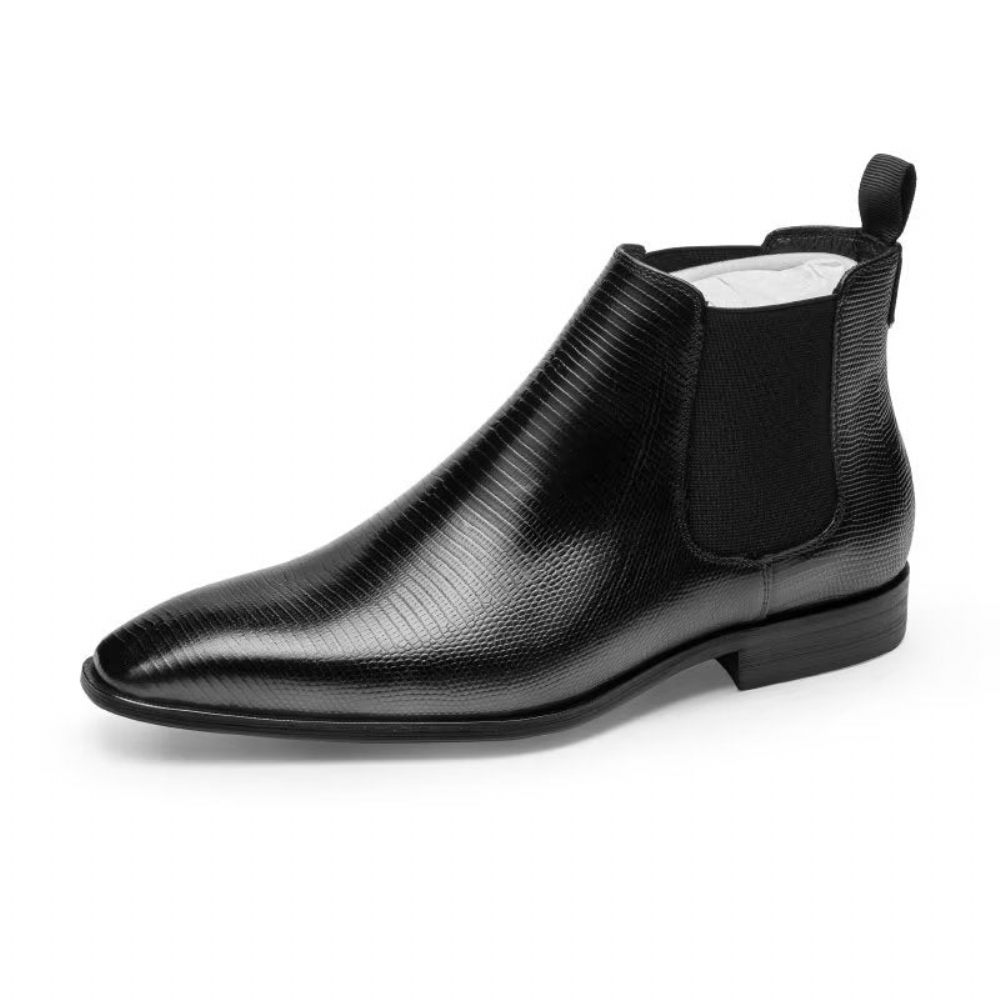 Bottes Pour Hommes Bottines Chelsea Doublées Fourrure Exotique - Noir