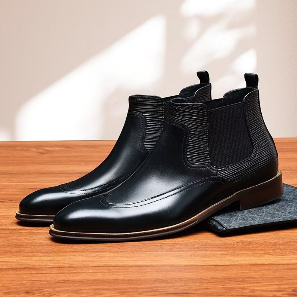 Bottes Pour Hommes Bottines Chelsea Élégantes - Noir