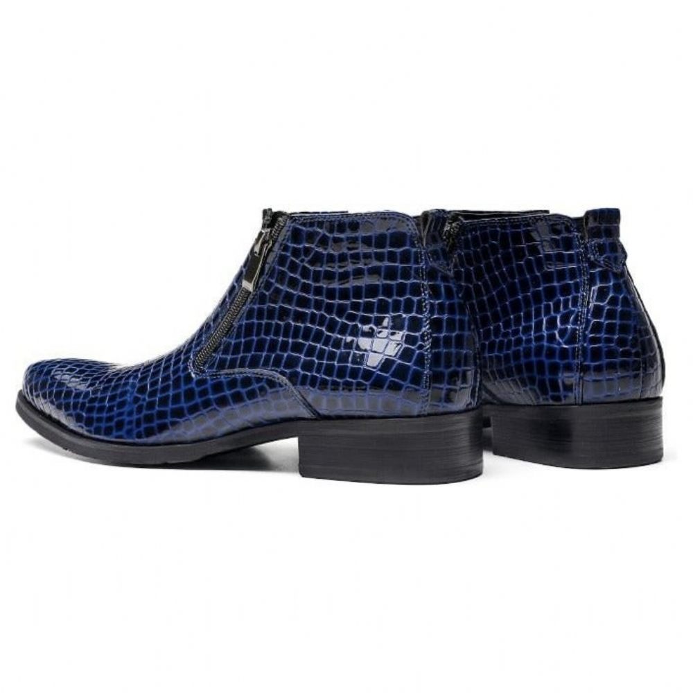 Bottes Pour Hommes Bottines Chelsea Luxe À Fermeture Éclair Serpent - Bleu