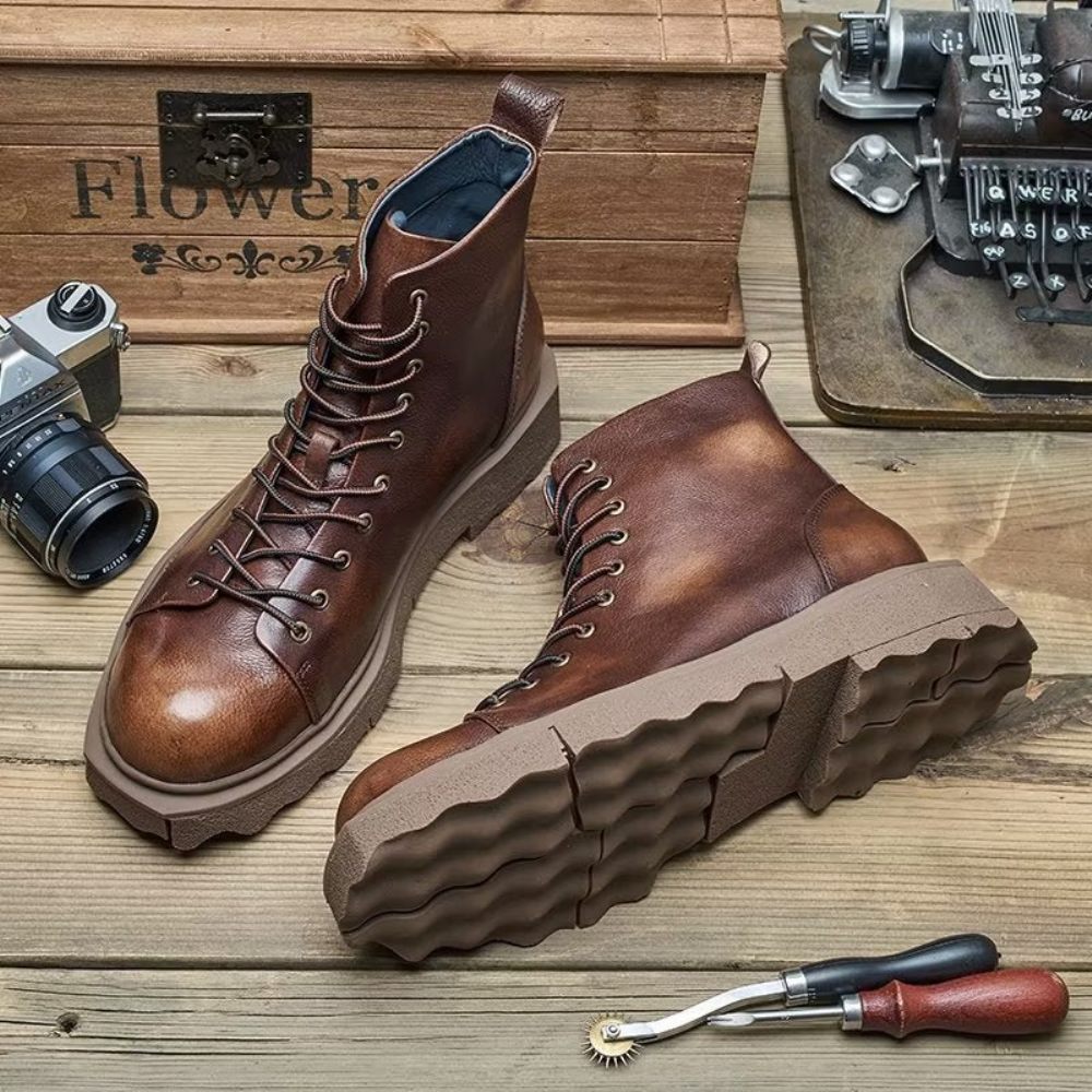 Bottes Pour Hommes Bottines Chics - Café