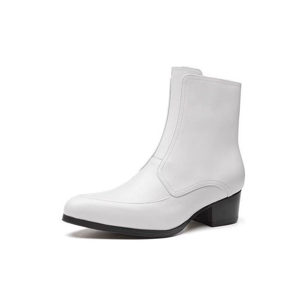 Bottes Pour Hommes Bottines Chics À Bout Pointu - Blanc