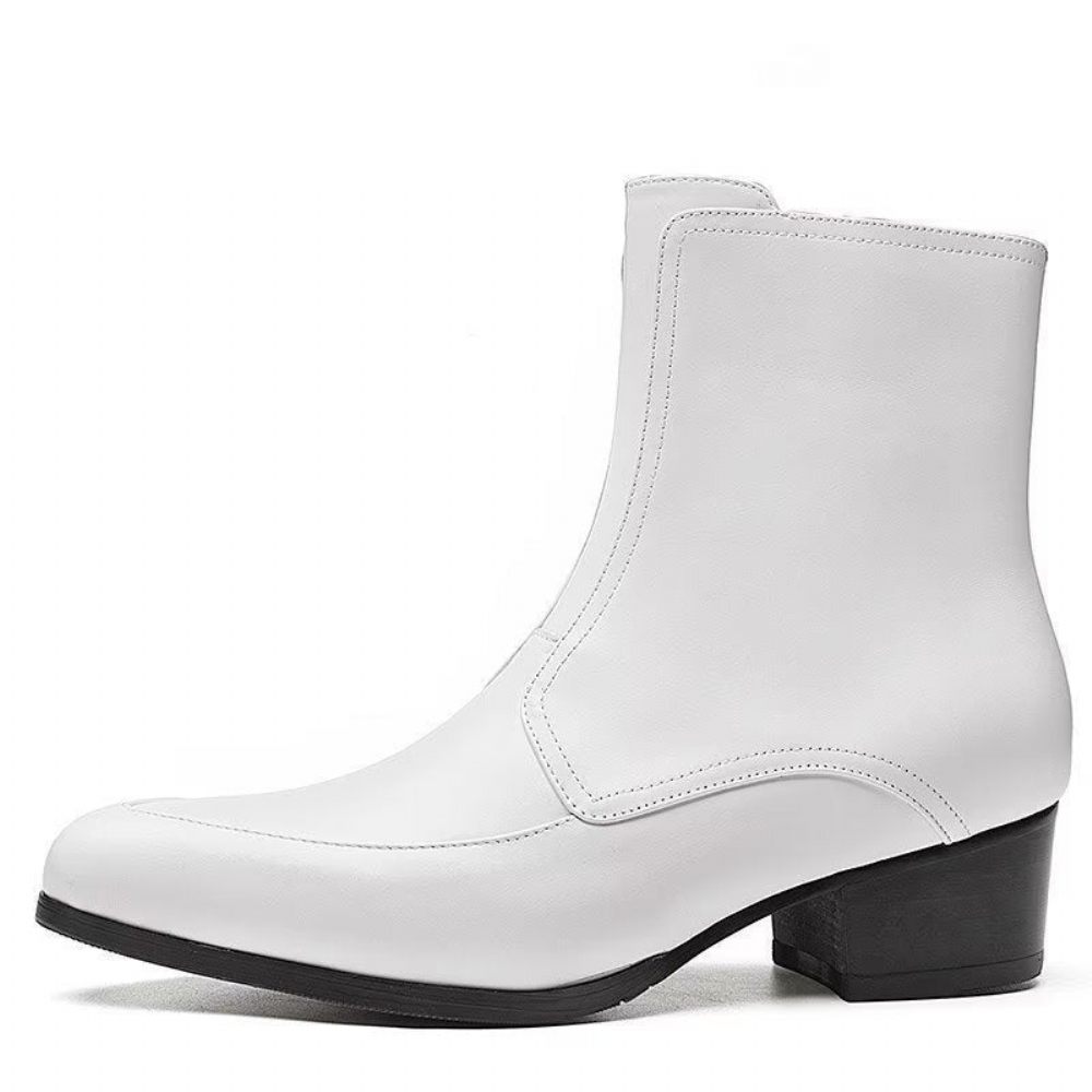 Bottes Pour Hommes Bottines Chics À Bout Pointu - Blanc