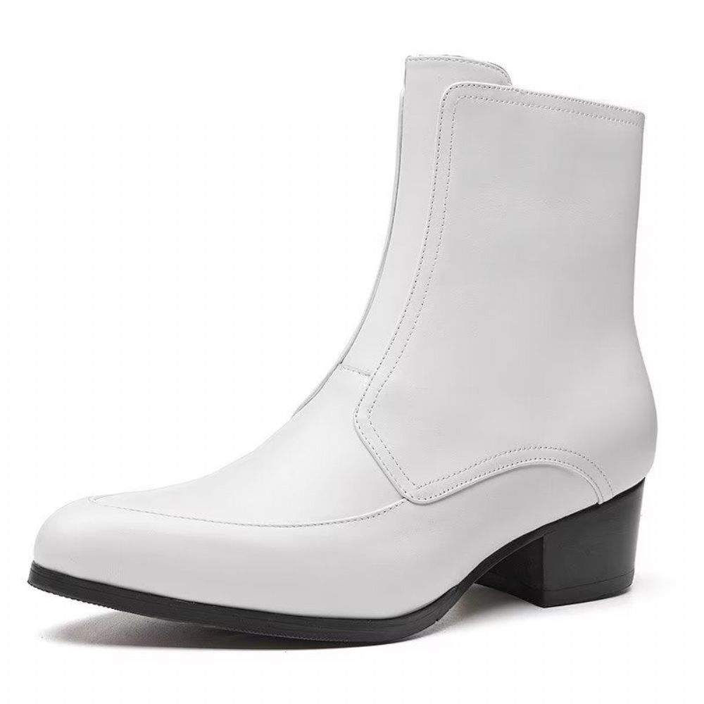 Bottes Pour Hommes Bottines Chics À Bout Pointu - Blanc