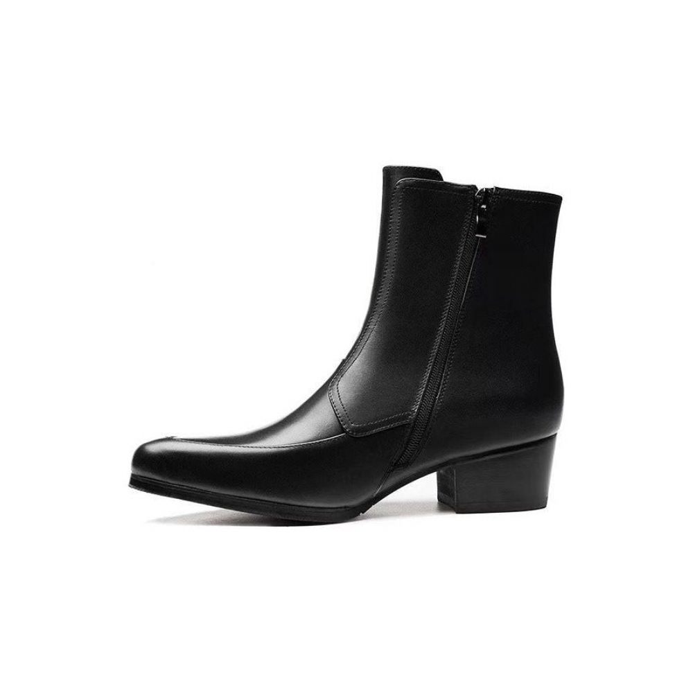 Bottes Pour Hommes Bottines Chics À Bout Pointu - Noir