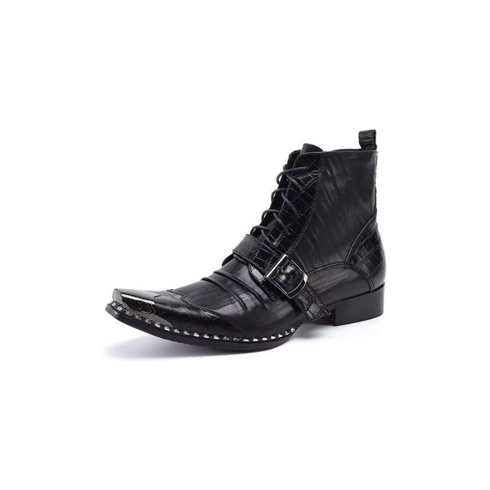 Bottes Pour Hommes Bottines Chics Cuir Crocodile Luxe