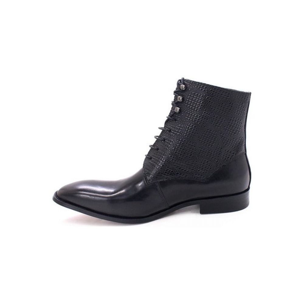 Bottes Pour Hommes Bottines Chics Cuir Vache À Bout Pointu