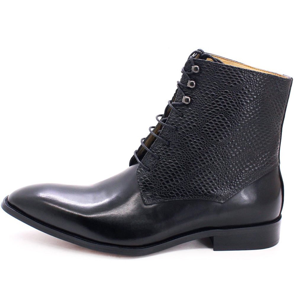 Bottes Pour Hommes Bottines Chics Cuir Vache À Bout Pointu - Noir