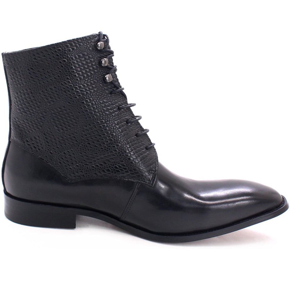 Bottes Pour Hommes Bottines Chics Cuir Vache À Bout Pointu - Noir