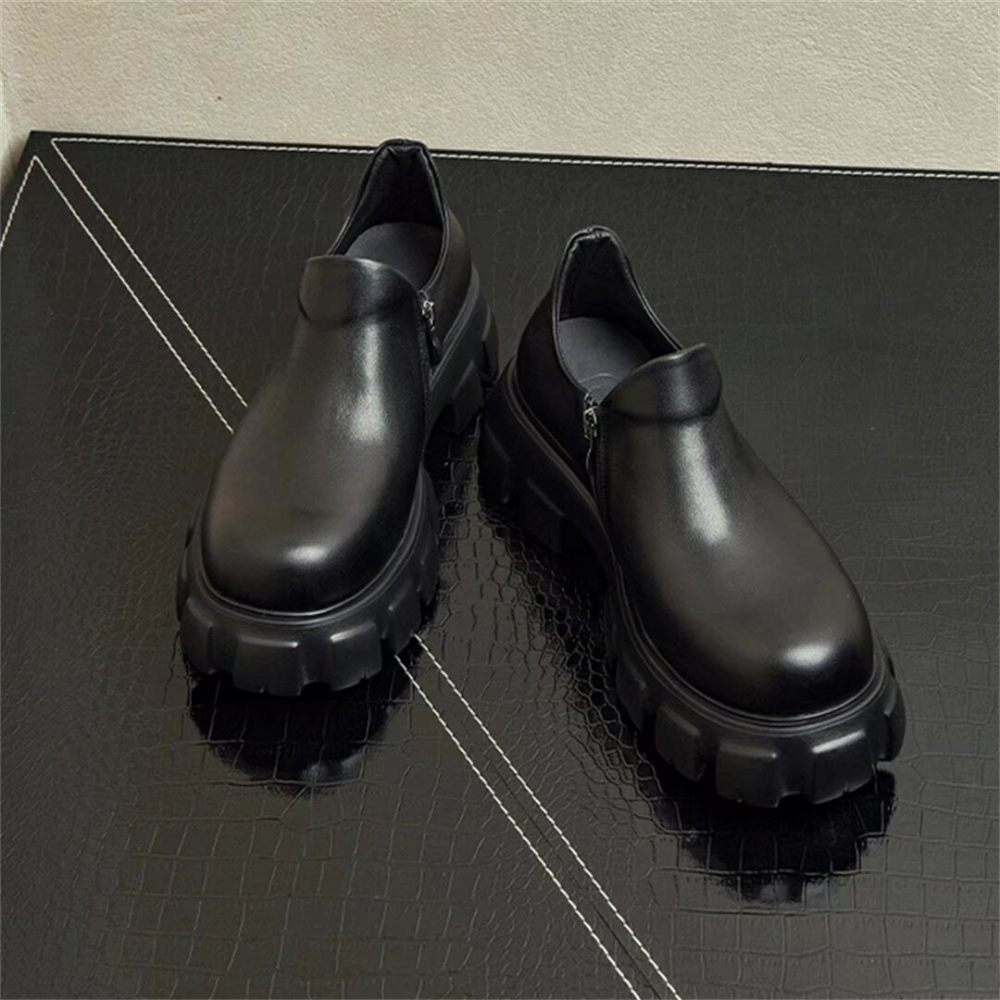 Bottes Pour Hommes Bottines Cuir - Noir