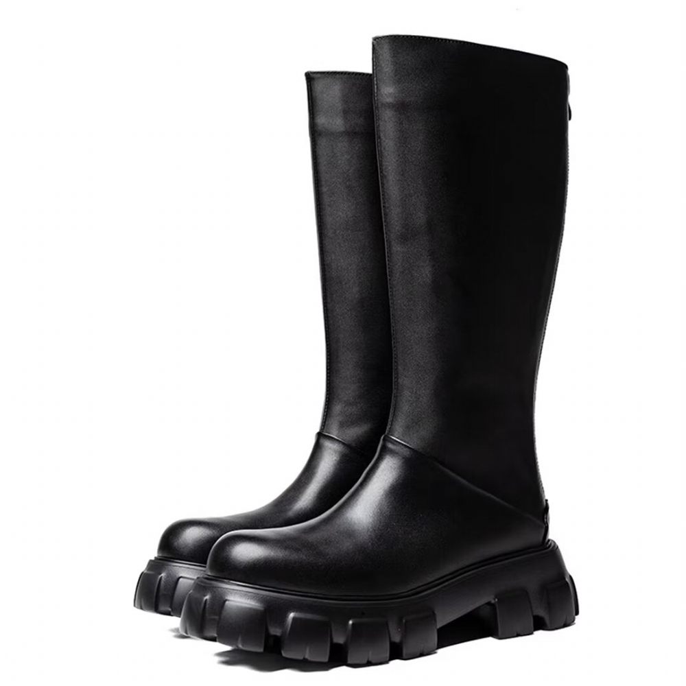 Bottes Pour Hommes Bottines Cuir - Noir