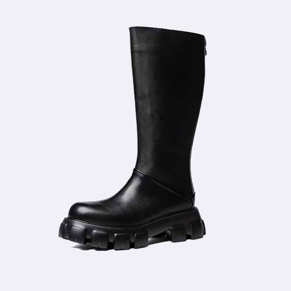 Bottes Pour Hommes Bottines Cuir - Noir