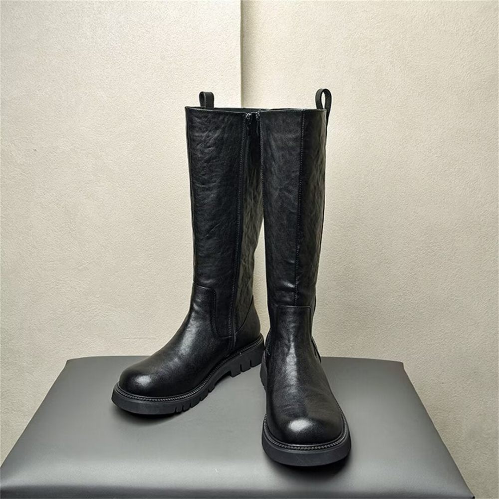 Bottes Pour Hommes Bottines Cuir - Noir