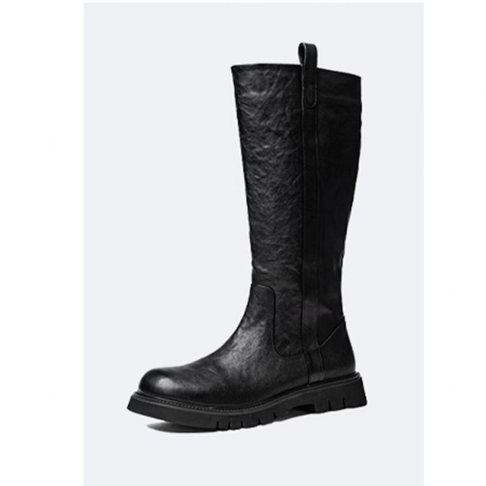 Bottes Pour Hommes Bottines Cuir - Noir