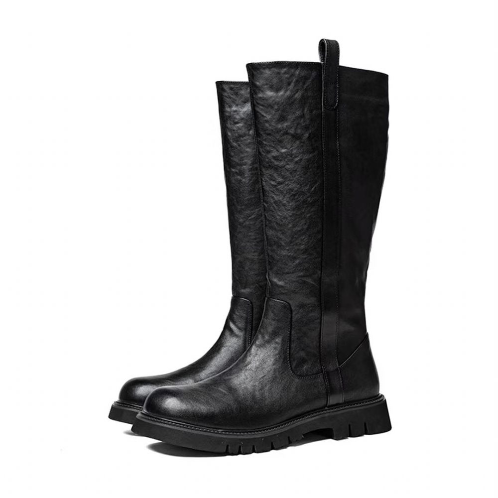 Bottes Pour Hommes Bottines Cuir - Noir