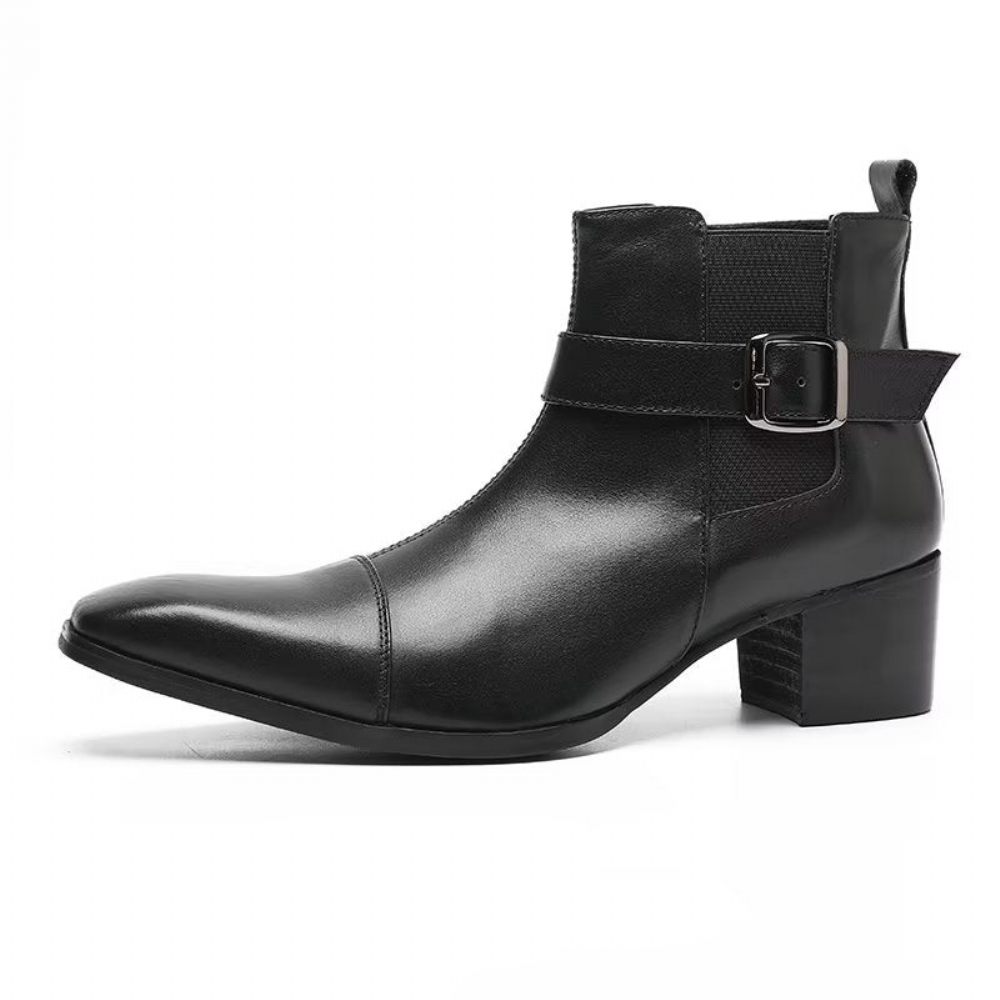 Bottes Pour Hommes Bottines Cuir - Noir