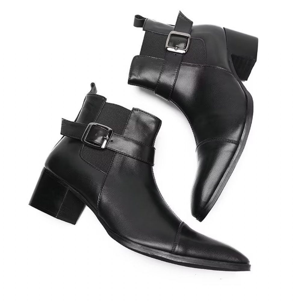 Bottes Pour Hommes Bottines Cuir - Noir