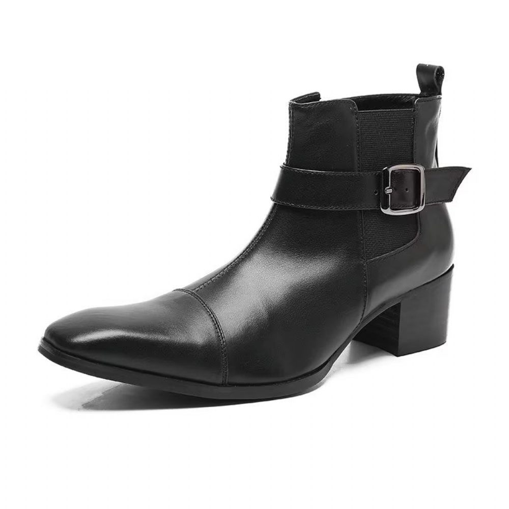 Bottes Pour Hommes Bottines Cuir - Noir