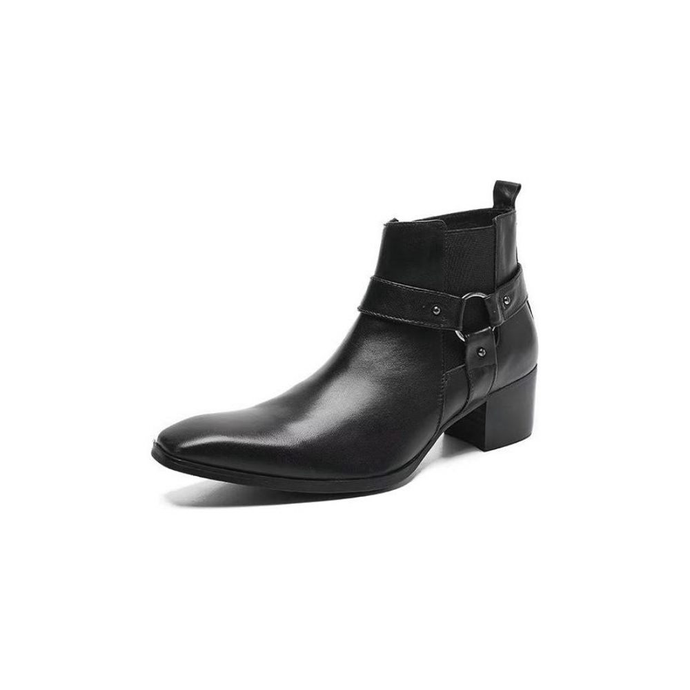 Bottes Pour Hommes Bottines Cuir - Noir