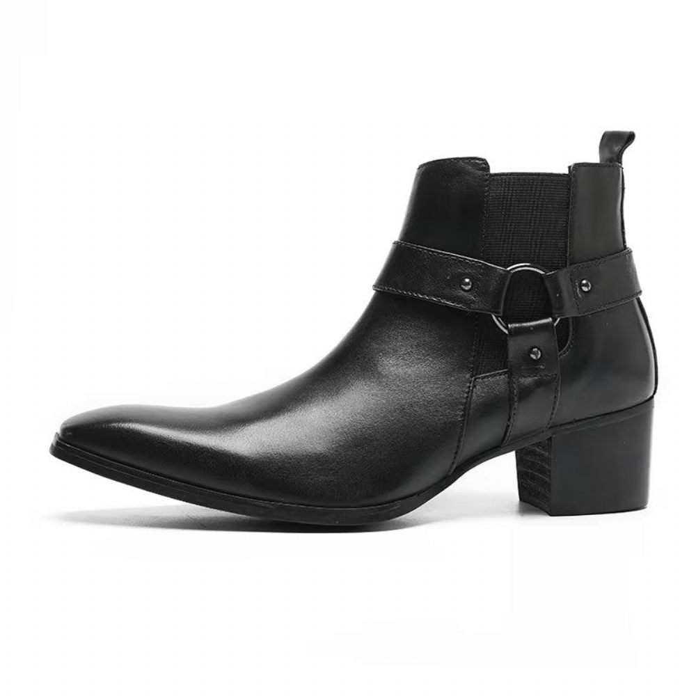 Bottes Pour Hommes Bottines Cuir - Noir