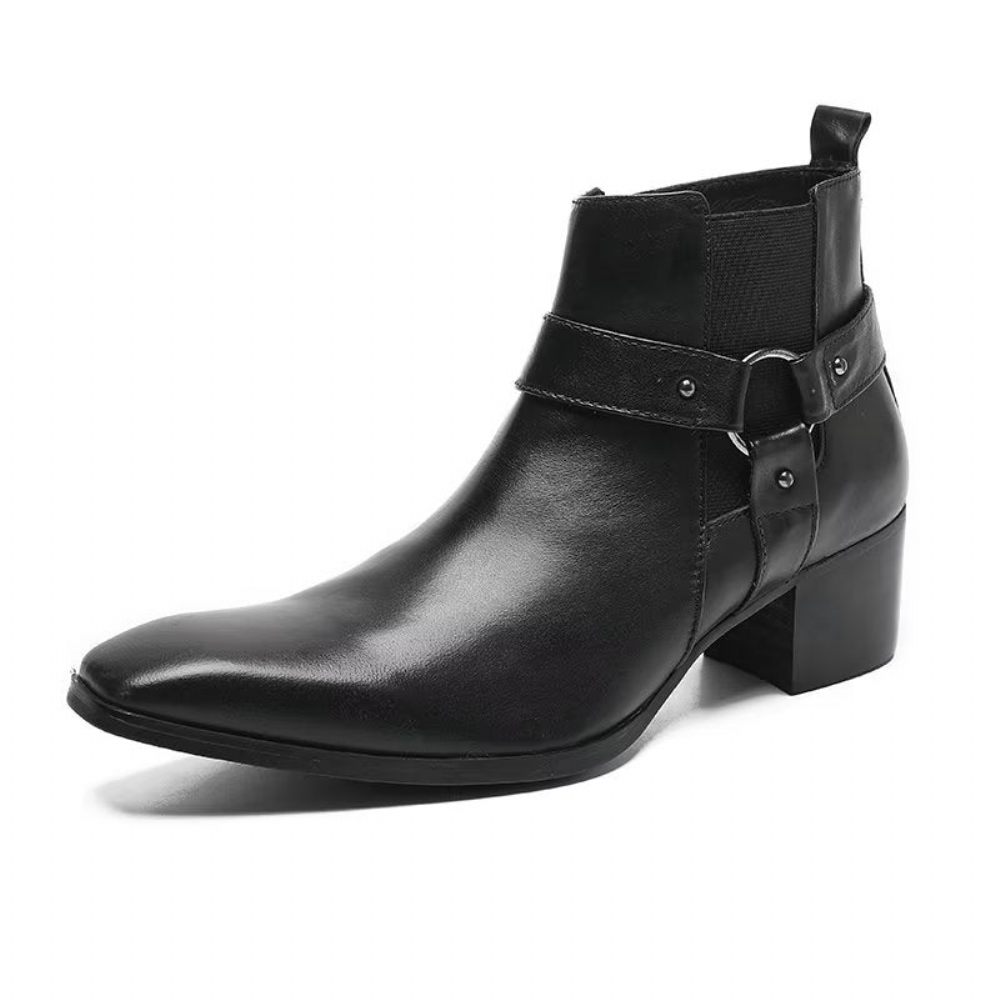 Bottes Pour Hommes Bottines Cuir - Noir