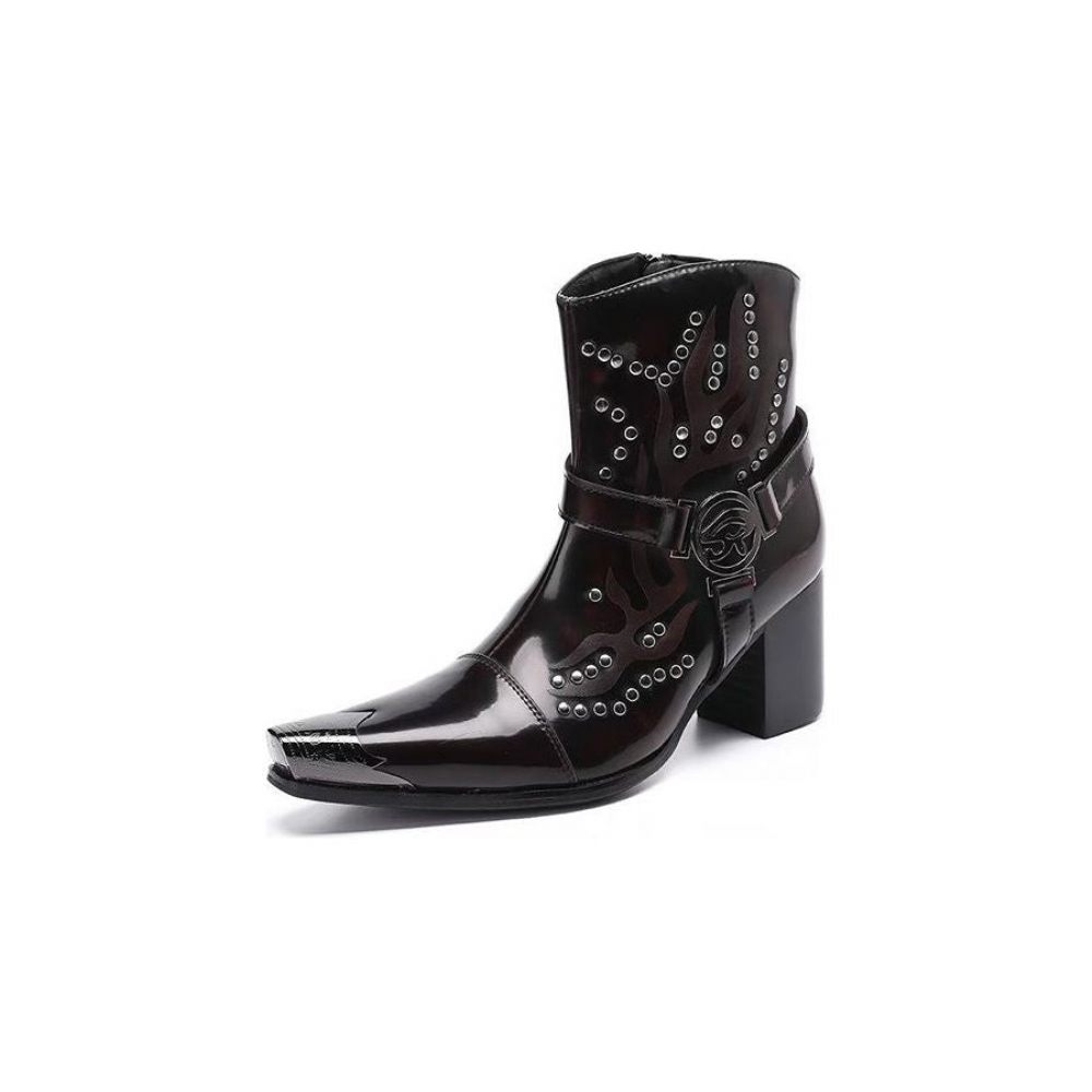 Bottes Pour Hommes Bottines Cuir - Café