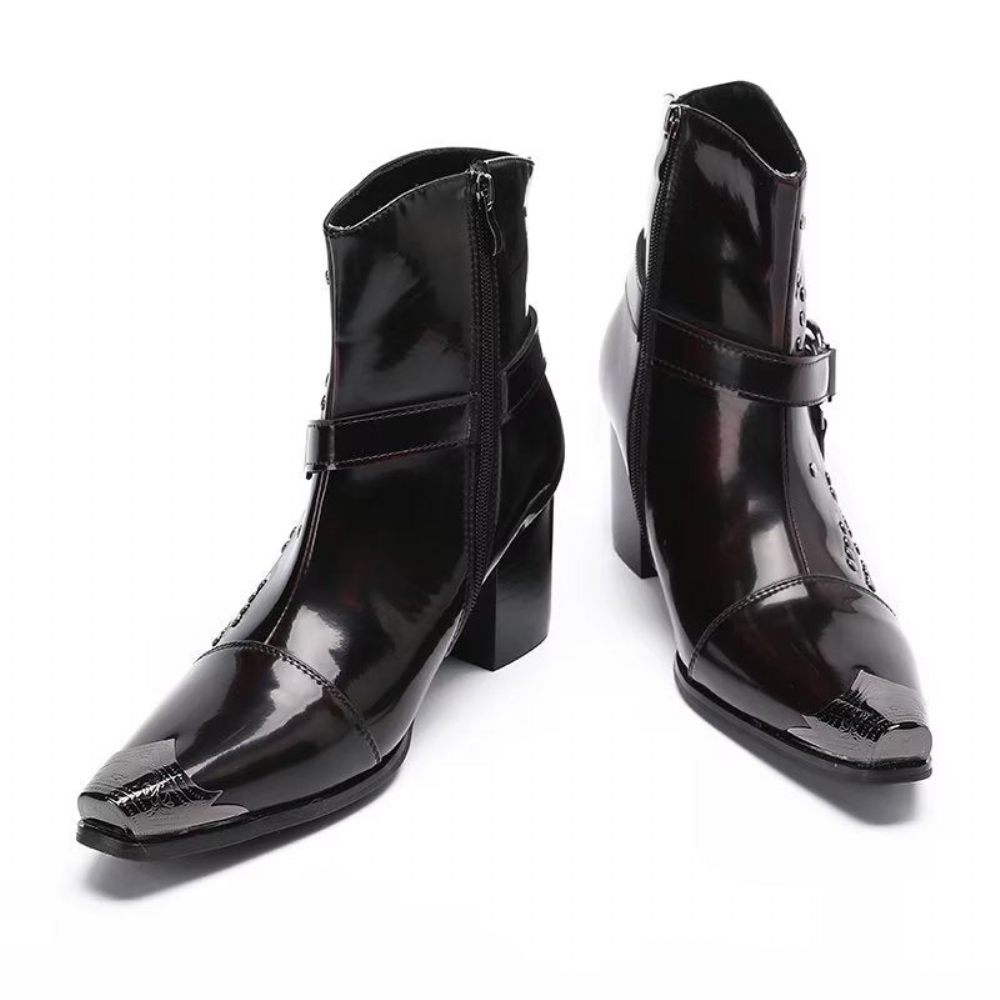 Bottes Pour Hommes Bottines Cuir - Café