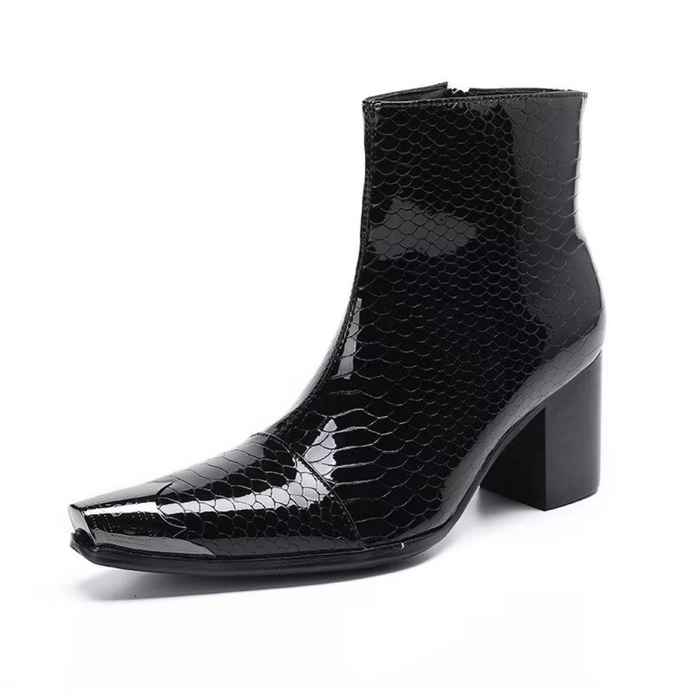 Bottes Pour Hommes Bottines Cuir - Noir