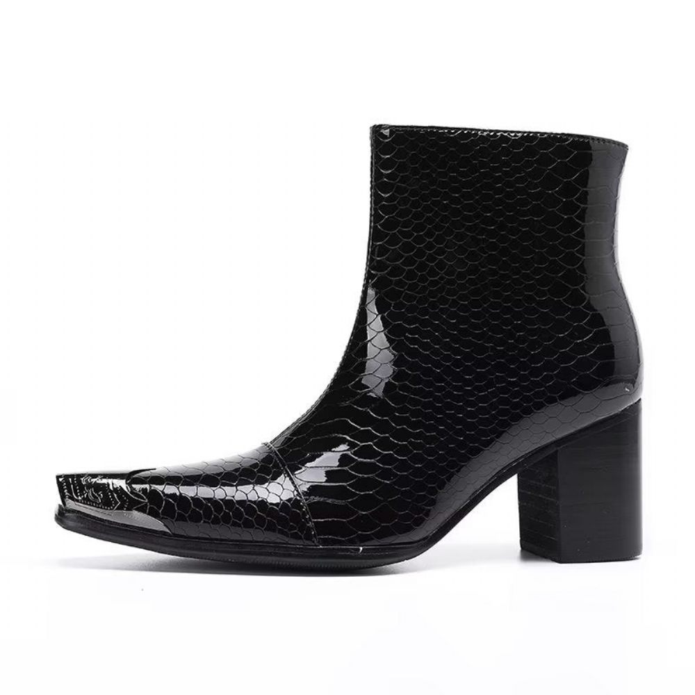 Bottes Pour Hommes Bottines Cuir - Noir