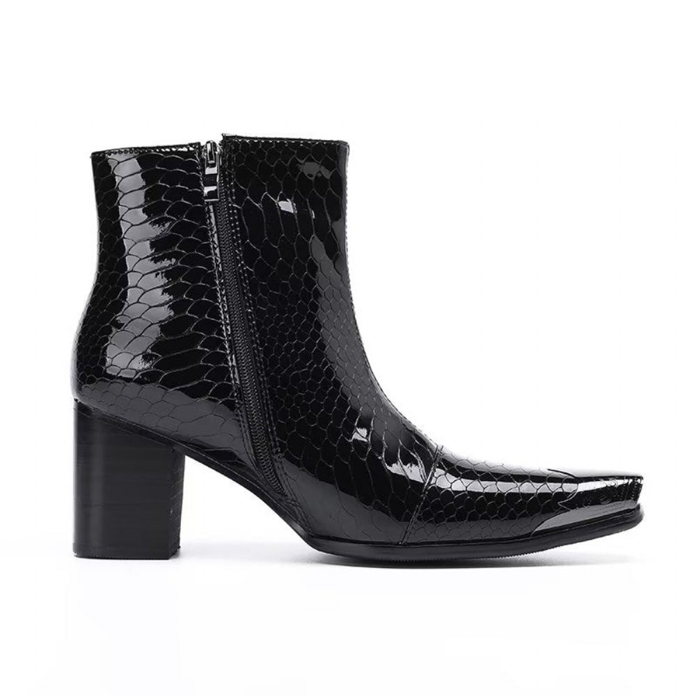 Bottes Pour Hommes Bottines Cuir - Noir