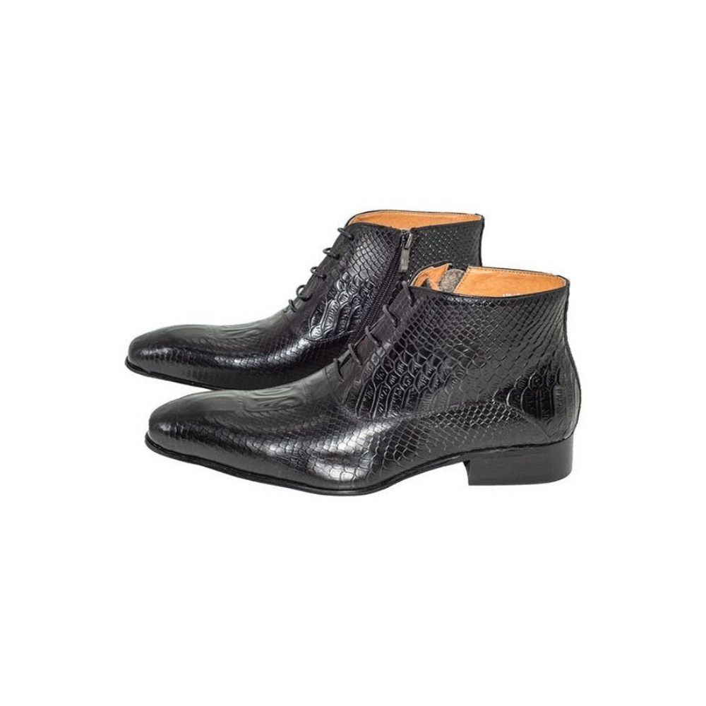 Bottes Pour Hommes Bottines Cuir Chic À Motif Croco Luxe