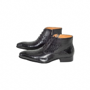 Bottes Pour Hommes Bottines Cuir Chic À Motif Croco Luxe