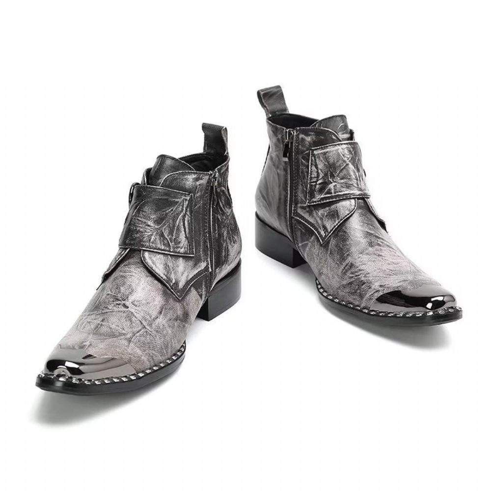 Bottes Pour Hommes Bottines Cuir Confidently Chic - Gris