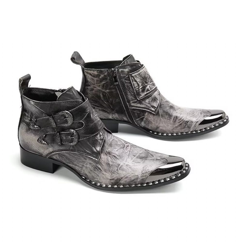 Bottes Pour Hommes Bottines Cuir Confidently Chic - Gris