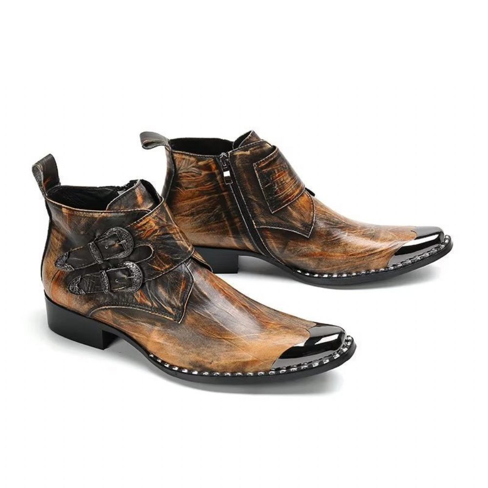 Bottes Pour Hommes Bottines Cuir Confidently Chic - Marron