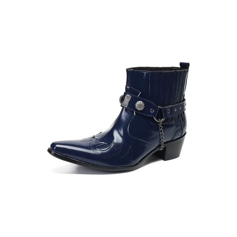 Bottes Pour Hommes Bottines Cuir Élégance Raffinée - Bleu