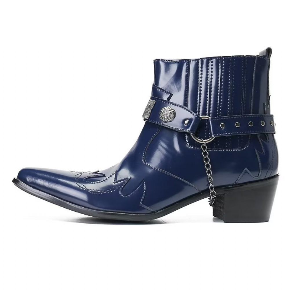 Bottes Pour Hommes Bottines Cuir Élégance Raffinée - Bleu