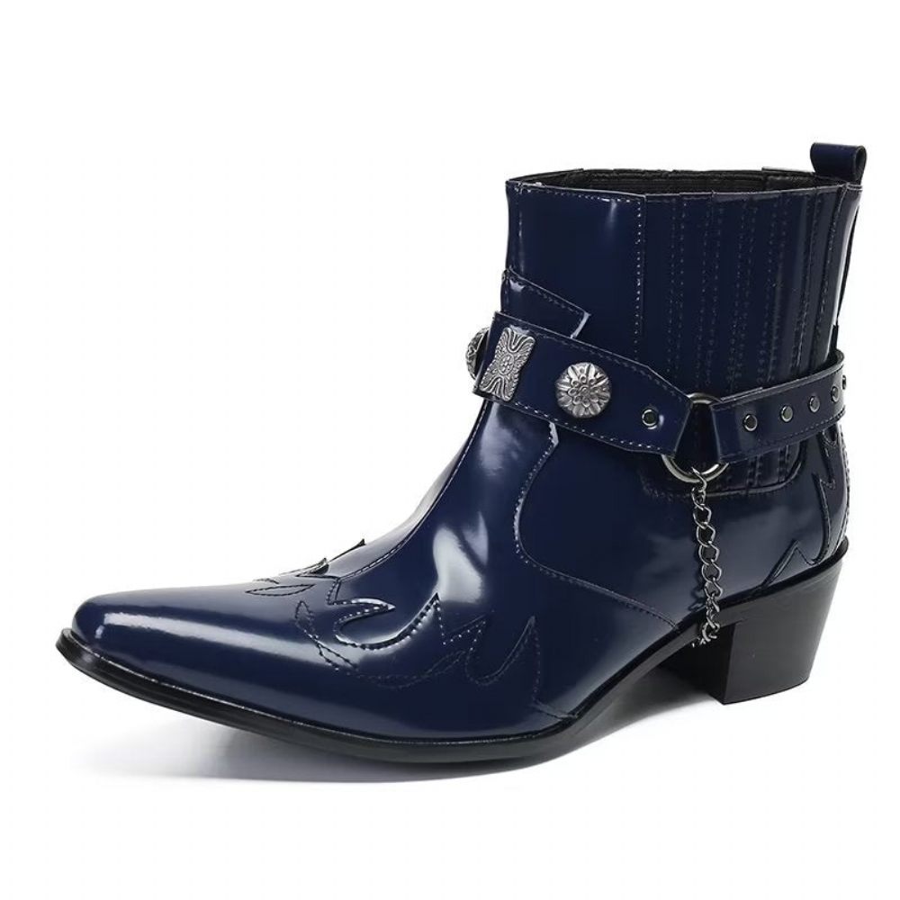 Bottes Pour Hommes Bottines Cuir Élégance Raffinée - Bleu